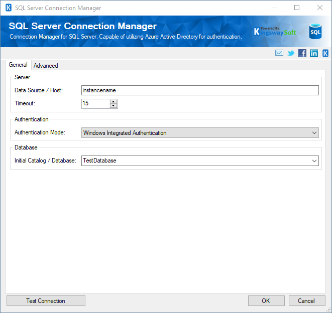 SQL Server Connection Manager - Windows Integrated Authentication